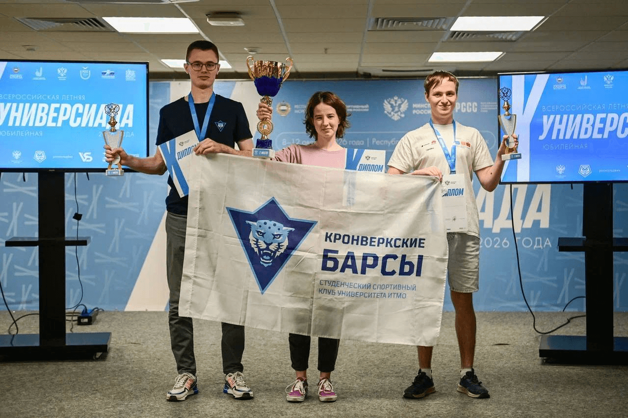 Команда Университета ИТМО с кубком победителей Всероссийской летней Универсиады